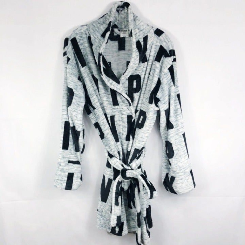 PINK Grey Black all over logo Robe